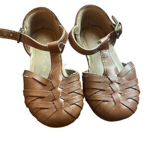 Next brand UK 5 US 6c Tbar Maryjane Style Sandal Brown‎ Leather Shoe Fisherman